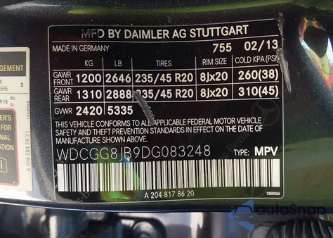 2013 Mercedes-Benz Glk 350 4Matic z USA, uszkodzony, nr VIN WDCGG8JB9DG083248